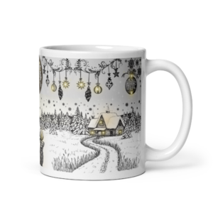 Magical Winter Forest Coffee Mug – Reindeer Art - 11oz